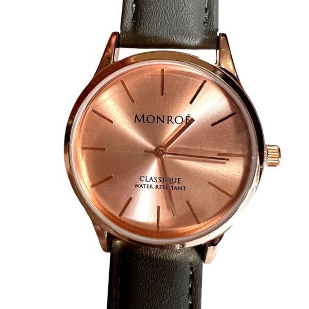 Monroé Women's Watches SOLÉROSE -‎ CHARCOAL LEATHER -Water Resistant - 9 in